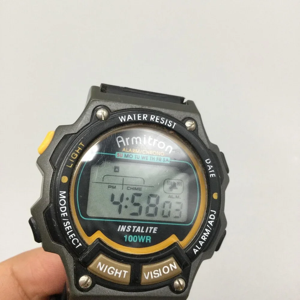 Armitron All-Sport Instalite Mens Watch 40mm Alarm Chrono Digital 40/6595 Black